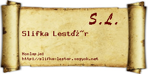 Slifka Lestár névjegykártya
